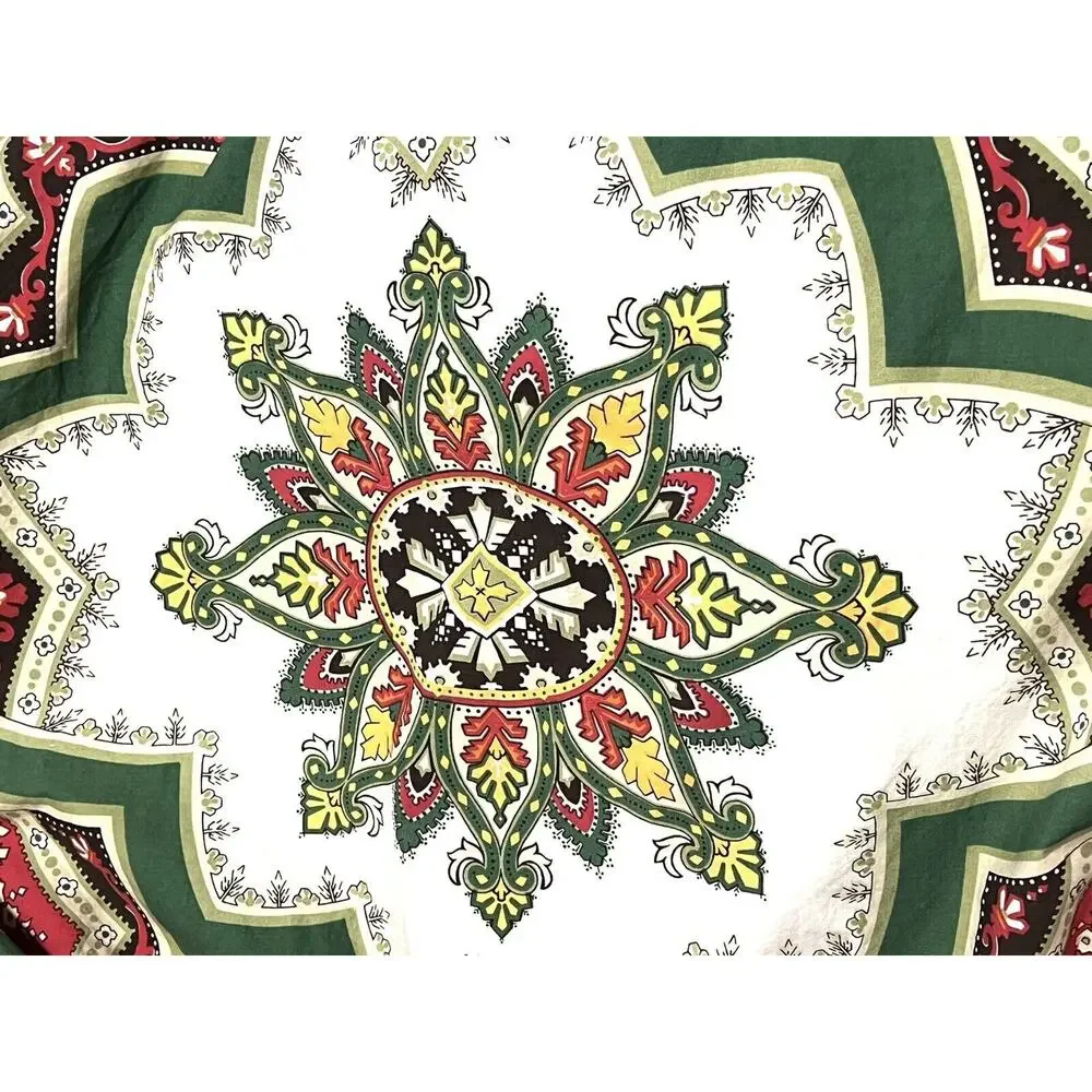 Pottery Barn King Duvet Cover ASHTON Organic Cotton White Hot Pink Green Boho